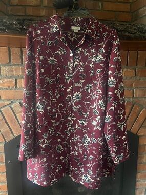 J. Jill Burgundy Floral Women's Tunic